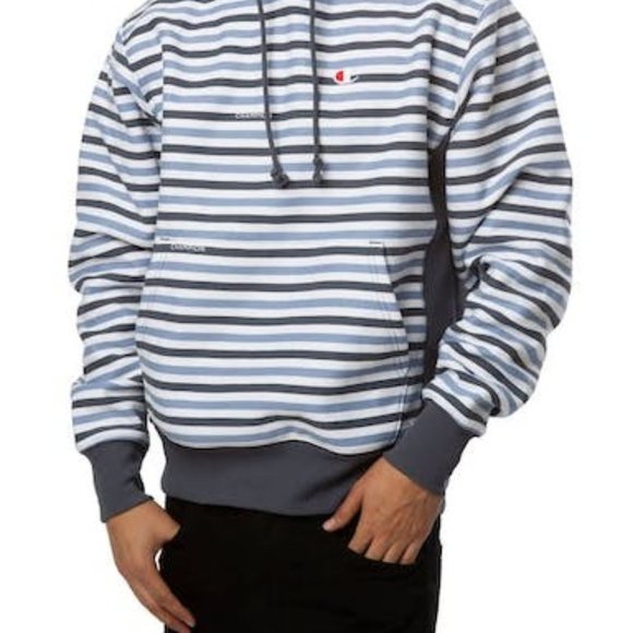 Champion Mens Striped Long Sleeve Fleece Hoodie, Choose Sz/Color - Picture 2 of 6